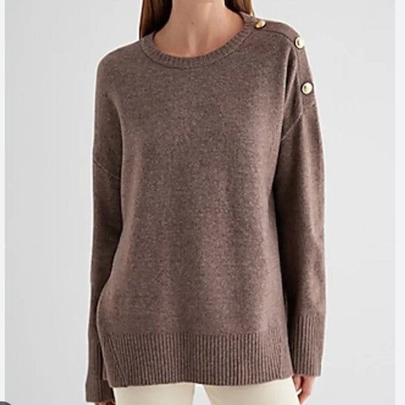 Express Sweaters - Novelty Button Tunic Sweater